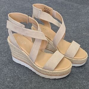 Franco Sarto Cream Wedges with Jute Platform